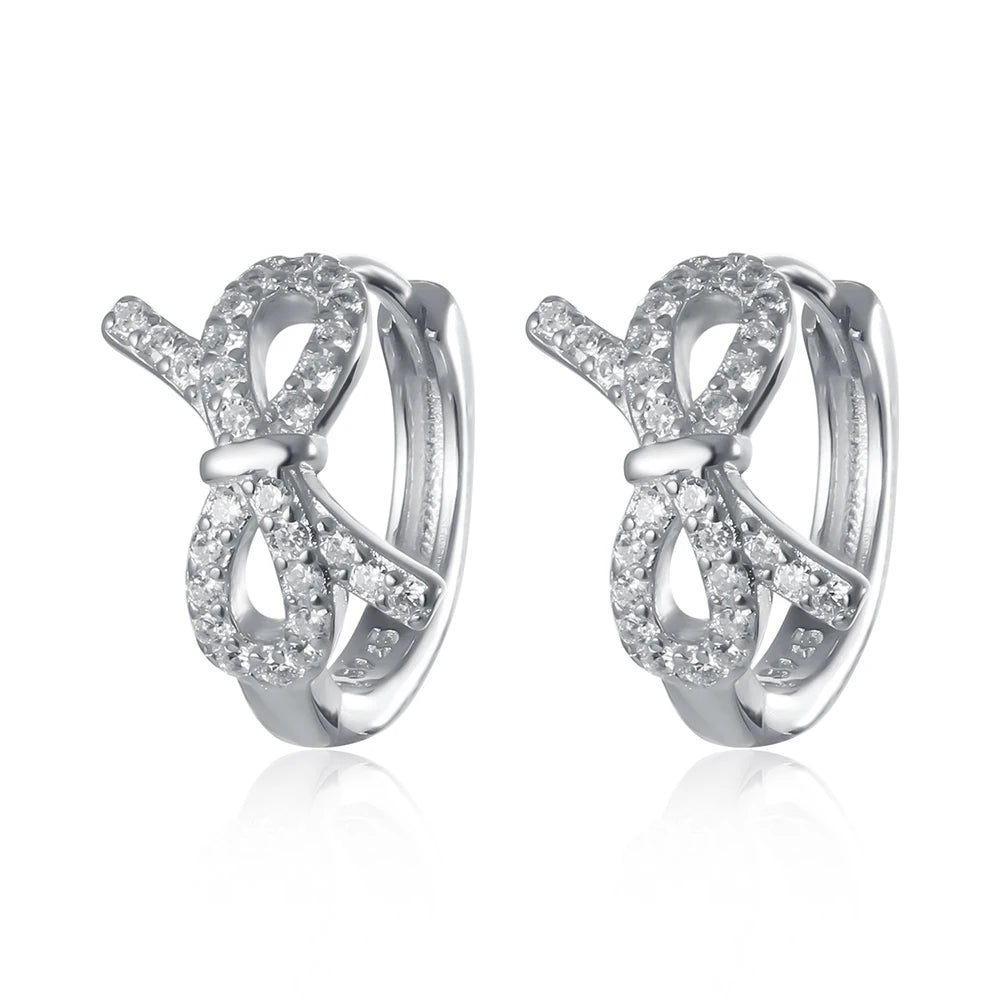 Small 925 Silver Zircon Hoop Earrings for Women