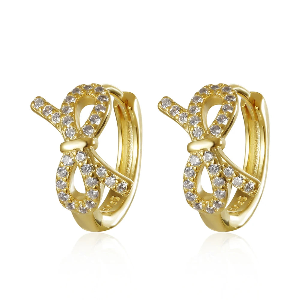 Small 925 Silver Zircon Hoop Earrings for Women