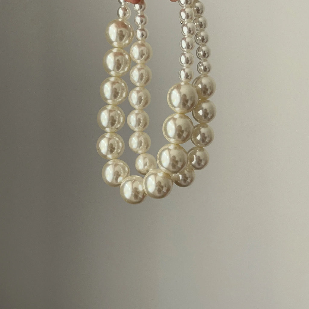 Vintage Double Layer Pearl Choker Necklace for Women