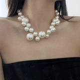 Vintage Double Layer Pearl Choker Necklace for Women