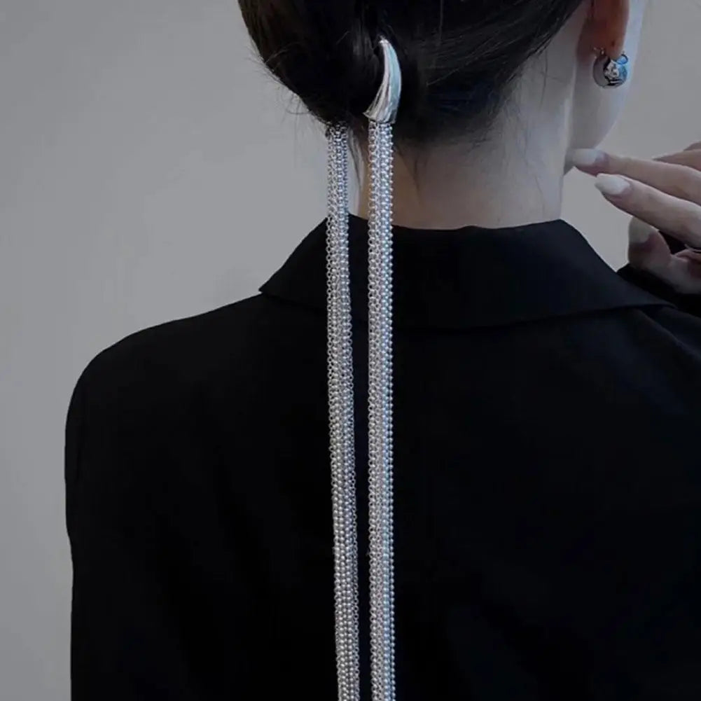 Vintage Geometric Metal Chain Hairpins Long Tassel Hair Accessories