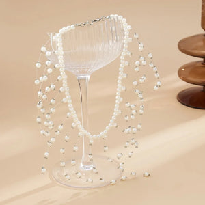Vintage Pearl Headdress Bride Forehead Chain Wedding Headwear