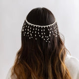 Vintage Pearl Headdress Bride Forehead Chain Wedding Headwear