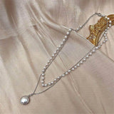 Vintage Pearls Choker Neck Double Layers Beads Jewelry Women Pendant