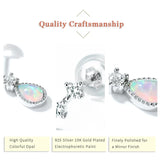Vintage Flower Dangle Earrings 925 Silver Plated for Women
