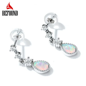 Vintage Flower Dangle Earrings 925 Silver Plated for Women