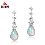 Vintage Flower Dangle Earrings 925 Silver Plated for Women