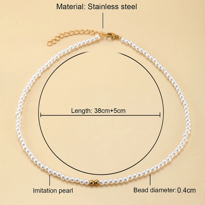 Vintage Pearls Initial Necklace Bead Collars Adjustable Choker