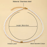 Vintage Pearls Initial Necklace Bead Collars Adjustable Choker