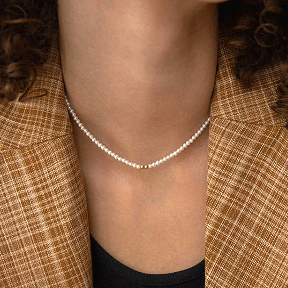 Vintage Pearls Initial Necklace Bead Collars Adjustable Choker