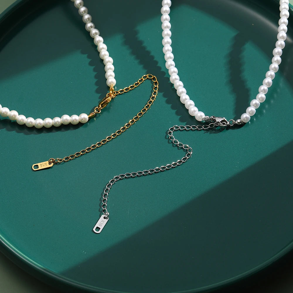 Vintage Initial Name Pearl Necklace Love Pendant Chain Collares Party Jewelry