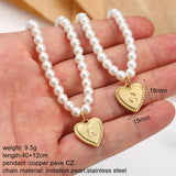Vintage Initial Name Pearl Necklace Love Pendant Chain Collares Party Jewelry