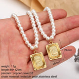 Vintage Initial Name Pearl Necklace Love Pendant Chain Collares Party Jewelry