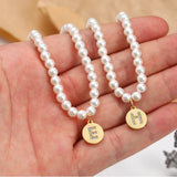 Vintage Initial Name Pearl Necklace Love Pendant Chain Collares Party Jewelry
