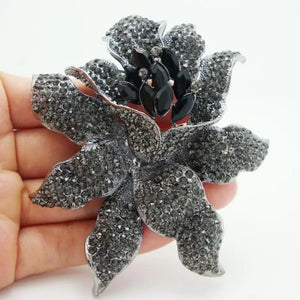 Vintage Rhinestone Rose Brooch for Women Sweater Dress Corsage