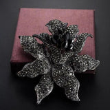 Vintage Rhinestone Rose Brooch for Women Sweater Dress Corsage
