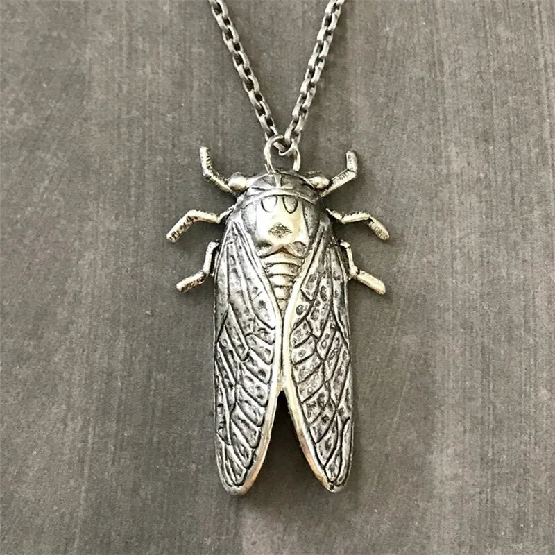 Vintage Cicada Pendant Necklace Unisex Men's Jewelry