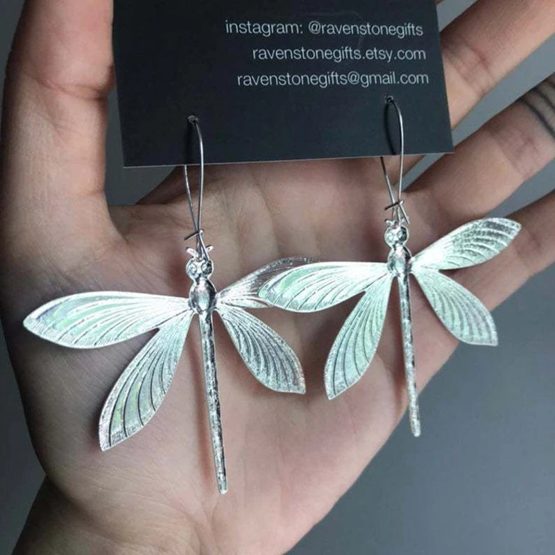 Vintage Dragonfly Moonstone Necklace Charm Leather Rope Choker