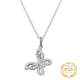 Vintage Butterfly Pendant Necklace Silver 925 Zircon Women Jewelry Set Gift