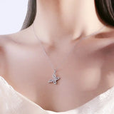 Vintage Butterfly Pendant Necklace Silver 925 Zircon Women Jewelry Set Gift