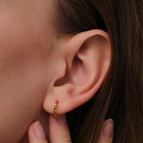 Vintage Zircon Hoop Earrings 925 Sterling Silver Round Circle Earring