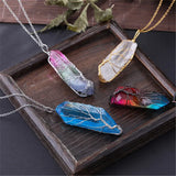 Vintage Stone Crystal Pendant Necklace with Tree of Life Design