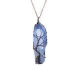 Vintage Stone Crystal Pendant Necklace with Tree of Life Design