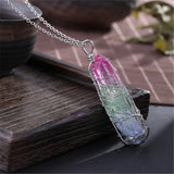 Vintage Stone Crystal Pendant Necklace with Tree of Life Design