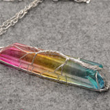 Vintage Tourmaline Crystal Pendant Necklace Wire Wrap Jewelry