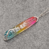 Vintage Tourmaline Crystal Pendant Necklace Wire Wrap Jewelry