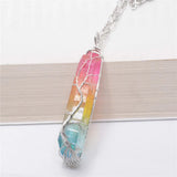 Vintage Tourmaline Crystal Pendant Necklace Wire Wrap Jewelry