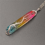 Vintage Tourmaline Crystal Pendant Necklace Wire Wrap Jewelry