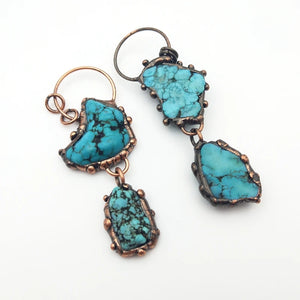Vintage Turquoise Stone Pendant Antique Bronze Edged Gemstone Necklace