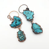 Vintage Turquoise Stone Pendant Antique Bronze Edged Gemstone Necklace
