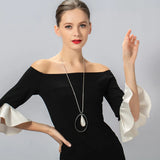 Vintage Oval Circle Pendant Necklace Long Sweater Chain Jewelry Gift
