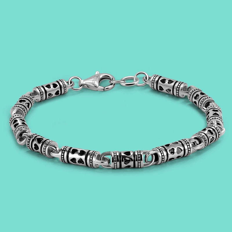 Vintage 925 Silver Bracelet Men-4.5mm Tube Chain 7-8 Inch