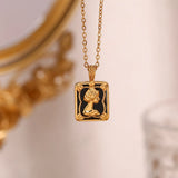 Vintage Elizabeth Pendant Necklace Stainless Steel