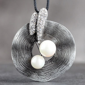 Vintage Leaf Pendant Long Necklace for Women