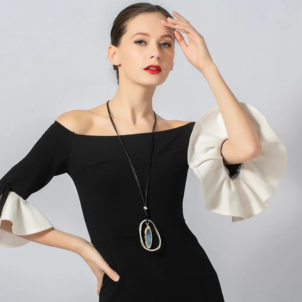 Vintage Jewelry Long Necklace for Women Neck Chokers Pendant