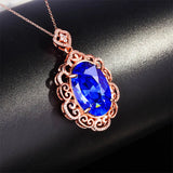 Vintage Geometric Rose Gold Pendant Necklace with Zircon Inlay