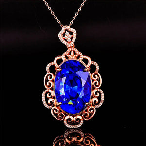 Vintage Geometric Rose Gold Pendant Necklace with Zircon Inlay
