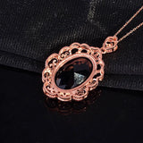 Vintage Geometric Rose Gold Pendant Necklace with Zircon Inlay
