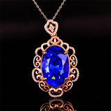 Vintage Geometric Rose Gold Pendant Necklace with Zircon Inlay