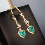 Vintage Silver Paraiba Tourmaline Heart Pendant Earrings