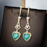 Vintage Silver Paraiba Tourmaline Heart Pendant Earrings