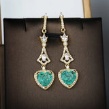 Vintage Silver Paraiba Tourmaline Heart Pendant Earrings