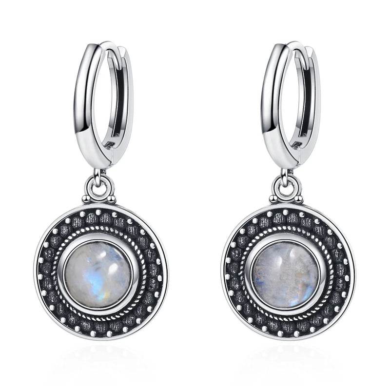 Vintage Moonstone Earrings 925 Silver Wedding Anniversary Gift