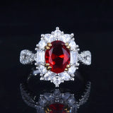 Vintage Silver Oval Crystal Ring Resizable Opening Rings for Women