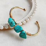 Vintage Turquoise Stone Bracelet Wire Wrap Open Cuff Bangle