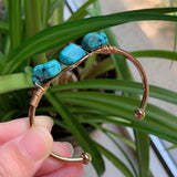 Vintage Turquoise Stone Bracelet Wire Wrap Open Cuff Bangle